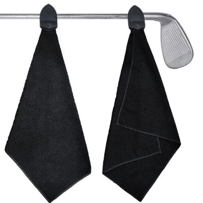 Muka 2 PC Microfiber Golf Towel with Magnet Waffle Texture Heavy-Duty 16x20 inch-Black
