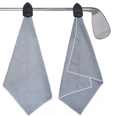 Muka 2 PC Microfiber Golf Towel with Magnet Waffle Texture Heavy-Duty 16x20 inch-Grey
