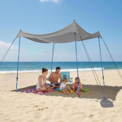 CROWN SHADES 7x7 Beach Tent Sun Shelter, Easy Pop Up Beach Canopy Shade, Portable Outdoor Carpas UPF50+, Includes 4 Poles Adjustable Aluminium, Extra-Large Big Sand Shovel, Grey