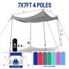 CROWN SHADES 7x7 Beach Tent Sun Shelter, Easy Pop Up Beach Canopy Shade, Portable Outdoor Carpas UPF50+, Includes 4 Poles Adjustable Aluminium, Extra-Large Big Sand Shovel, Grey view 2