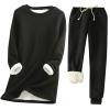 tuduoms 2 Piece Outfits Women's Fleece Sweatsuit Winter Warm Sherpa Lined Tracksuit Solid Crewneck Sweatshirts and Sweatpants view 1