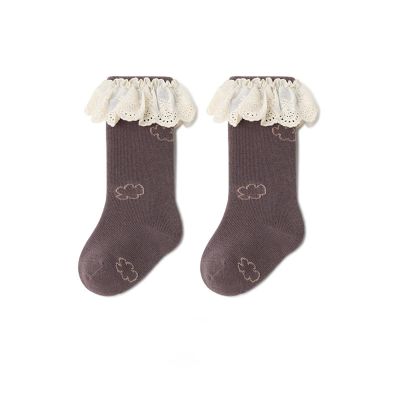 Knee High Socks Newborn Infants Girls Tube Ruffled niform Long Stockings Infant Non-Slip (a-Brown, 6-12 Months)