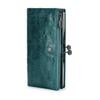 CONTACTS Full Grain Leather Kiss Lock Wallet for Women Vintage Kiss Clasp Wallet Coin Purse RFID Bifold Phone Wallet Card Holder (Peacock Blue) view 1