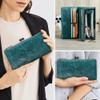 CONTACTS Full Grain Leather Kiss Lock Wallet for Women Vintage Kiss Clasp Wallet Coin Purse RFID Bifold Phone Wallet Card Holder (Peacock Blue) view 2