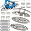316 Stainless Steel 6 inch Folding Boat Cleat with Back Plate,Flip up Dock Cleat for Deck and Boat,Boat Tie Down Cleats Boat Dock Cleats Folding Cleat Pop Up Cleat Dock Cleats with Fasteners(4 Pack) view 1