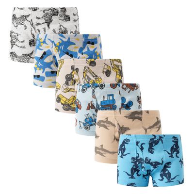Winging Day Boys' Cotton 6-Pack Print Boxer Brief Underwear Size 2T