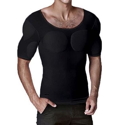 Men's Fake Muscle T-Shirt Multiple Styles to Choose Padded Enhancers Muscular Invisible Underwear,B,XL