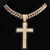 Men Hip hop Shine Crystal Cross Pendant Necklace With 13mm Rhinestone Cuban Chain Iced Out Bling Necklaces Rock Fashion Jewelry (Stainless Steel B Gold-24inch(62cm)) view 3