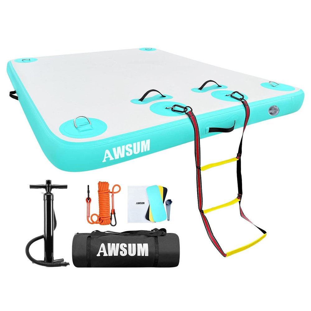 AWSUM 6ft x 5ft Inflatable Floating Dock Swim Platform Water Mat for Lake Floating Island Inflatable Raft Deck for Pool Beach Ocean