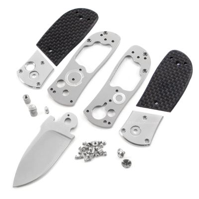 EZSMITH Knife Making Kit - SS 2.0 - DIY Button Lock Folding Knife - (Parts Kit) - (w/Pre-machined Carbon Fiber Handle Scales) - (Gift Boxed) - (USA Design) - (by KnifeKits)