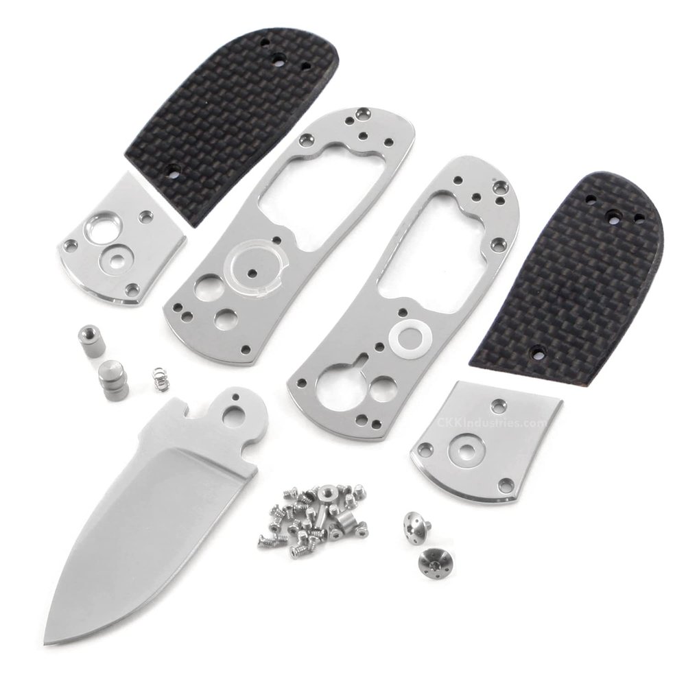 EZSMITH Knife Making Kit - SS 2.0 - DIY Button Lock Folding Knife - (Parts Kit) - (w/Pre-machined Carbon Fiber Handle Scales) - (Gift Boxed) - (USA Design) - (by KnifeKits)
