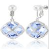 Clip On Big Purple Crystal Dangle Earrings for Women (Jun-Lavender-White Gold) view 1