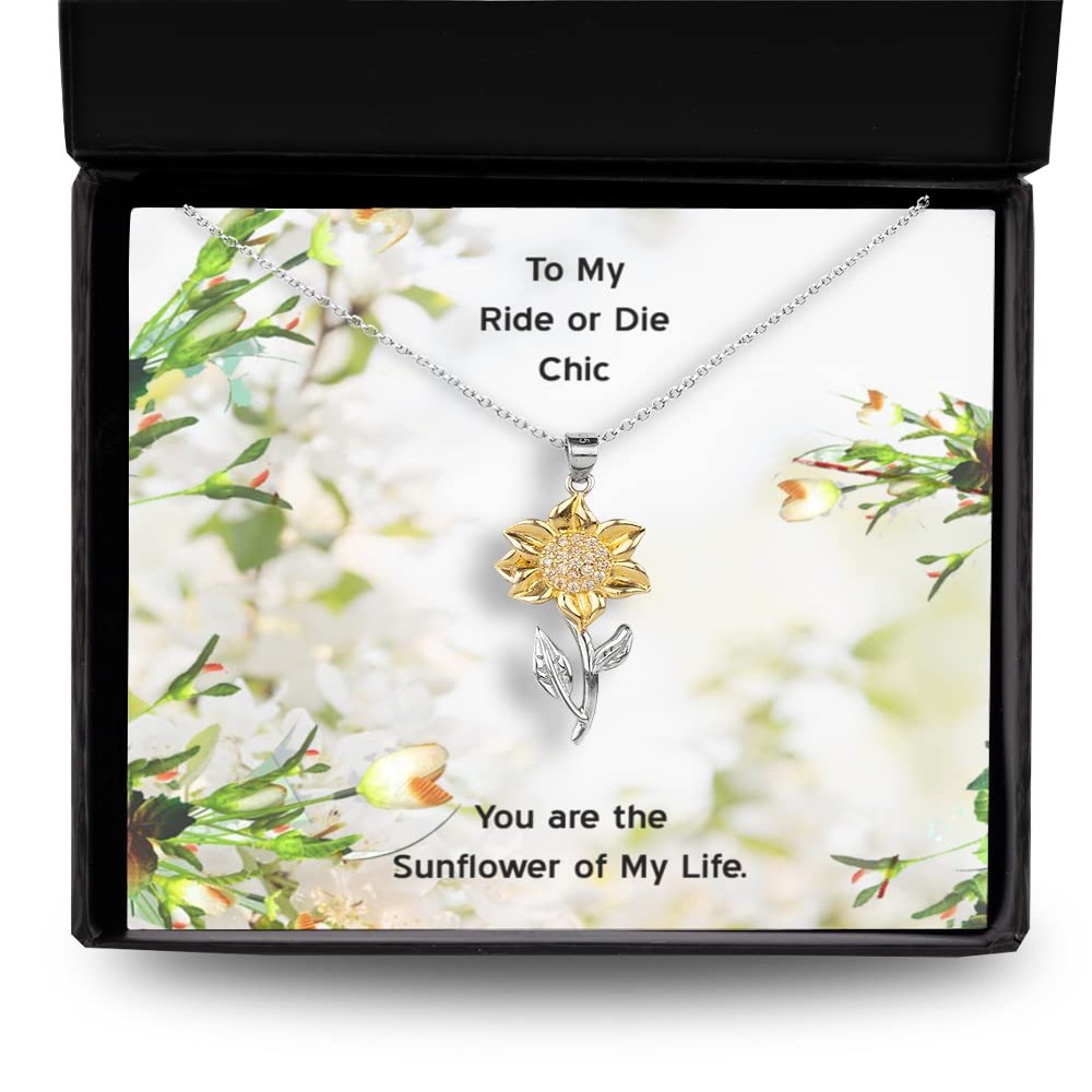 Sunflower Pendant Necklace Gift for Ride or Die Chic, Sunflower Necklace for Ride or Die Chic to My Ride or Die Chic You are The Sunflower of My L