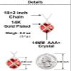 Qinpan 14MM Crystal Pendant Drop Dangle Necklace Earrings Set for Women Glod Plated Costume Jewelry Sets, 38*17.8mm, Yellow Gold, Garnet view 3