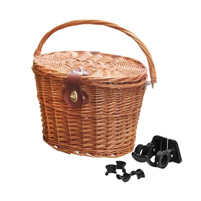 Rural Bike Basket Handcraft, Knitting, Decoration, Accessories Vintage Style Storage Crafts with Lid with Handle Rattan Wicker for Picnic Women, Brown, Quick Release