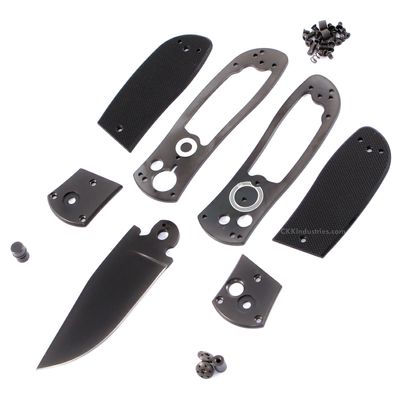 EZSMITH Knife Making Kit - SS 3.0 - DIY Button Lock Folding Knife - (Parts Kit) - (Blackout Finish) - (w/Pre-machined Textured Black G10 Handle Scales) - (Gift Boxed) - (USA Design) - (by KnifeKits)
