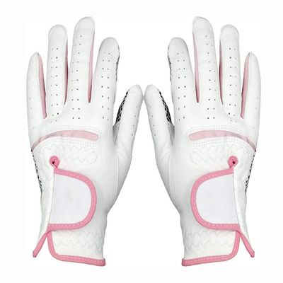 XARONF Womens Leather Golf Glove 1 Pair, Left Right Hand White Golf Glove fit Woman Girl, Size Small Medium Large XL (Size : 18)