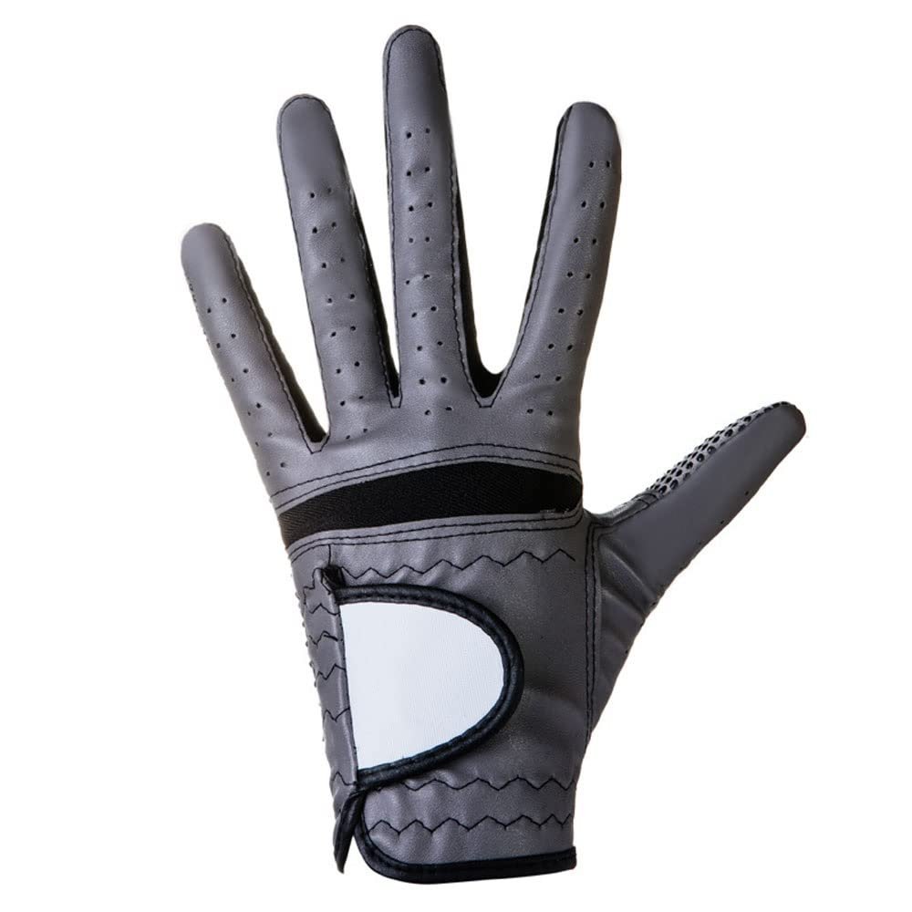 XARONF Men's Golf Gloves Left Hand, Single Gloves with Anti-Skid Particles, Practice Golf Gloves (Color : Gray, Size : 23)