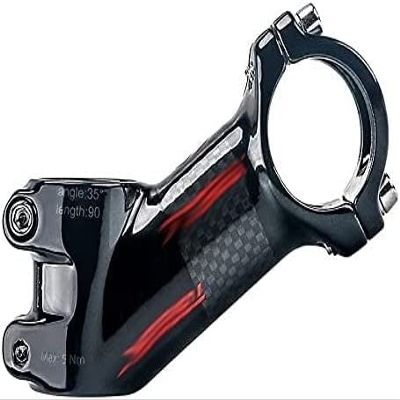 ZECHAO Ultralight Bike Handlebar Stems,Carbon Fibre Stem 10/17/25/35 Degree Bike Stem 70/80/90/100mm for Mountain Road Folding Bike Bike Stem (Color : Black, Size : 17 Degree 90mm)