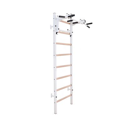 BenchK 231W Wallbars, Certified Stall Bars with Multifunctional Convertible Steel 6-Grip Pull Up Bar that can also be used as a Barbell Holder, Wall Mounted for Home Workout, Full Body Stretching, Gym