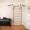 BenchK 231W Wallbars, Certified Stall Bars with Multifunctional Convertible Steel 6-Grip Pull Up Bar that can also be used as a Barbell Holder, Wall Mounted for Home Workout, Full Body Stretching, Gym view 2