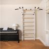 BenchK 231W Wallbars, Certified Stall Bars with Multifunctional Convertible Steel 6-Grip Pull Up Bar that can also be used as a Barbell Holder, Wall Mounted for Home Workout, Full Body Stretching, Gym view 3