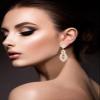 Clip On Light Blue Crystal Dangle Non Pierced Earrings for Women (Mar-Aquamarine-Rose Gold Plated) view 2