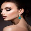 Clip On Yellow Crystal Dangle Non Pierced Earrings for Women (Nov-Citrine-Rose Gold Plated) view 2