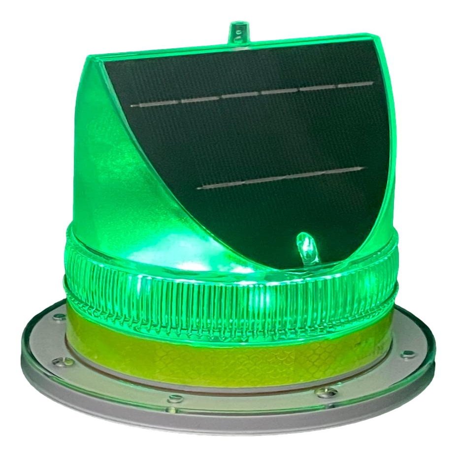 Britta Products Solar LED Dock Barge Boat Safety Warning Light - GREEN LED - Constant On and Adjustable Flash Rate