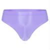 Alvivi Men's High Waisted Oily Smooth Underwear Full Cover Bulge Pouch Bikini Briefs Glossy Panties Light Purple A XX-Large view 1