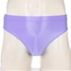 Alvivi Men's High Waisted Oily Smooth Underwear Full Cover Bulge Pouch Bikini Briefs Glossy Panties Light Purple A XX-Large view 2