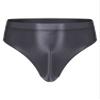 Alvivi Men's High Waisted Oily Smooth Underwear Full Cover Bulge Pouch Bikini Briefs Glossy Panties Grey A Large view 1