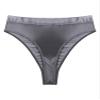 Alvivi Men's High Waisted Oily Smooth Underwear Full Cover Bulge Pouch Bikini Briefs Glossy Panties Grey A Large view 4
