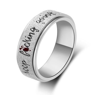 LuckyAmor Fidget Ring Men Anti Anxiety Ring:Personalized Inspirational Mantra 8MM Width Stainless Steel Silver Black Rainbow Spinning Ring for Men Friend Encouragement Gift size 7-12