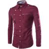 Maiyifu-GJ Men's Casual Business Dress Shirt Regular Fit Button Down Shirts Solid Slim Fit Long Sleeve Western Shirts (Red Wine,XX-Large) view 1