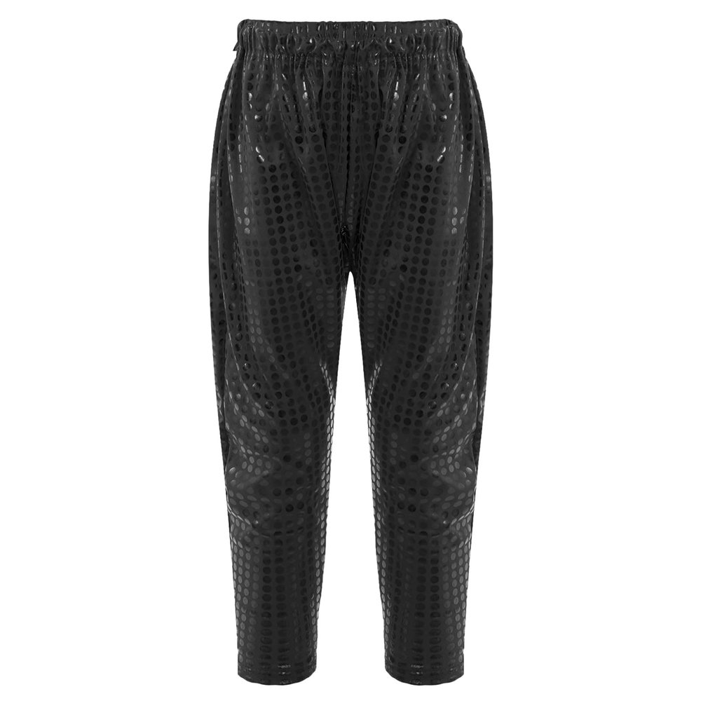 Aislor Girls Boys Glitter Sequins Hip Hop Jazz Street Modern Solo Dance Harem Pants Sweatpants Performance Trousers Black 6-7 Years