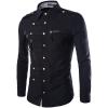 Maiyifu-GJ Men's Casual Business Dress Shirt Regular Fit Button Down Shirts Solid Slim Fit Long Sleeve Western Shirts (Black,X-Large) view 1