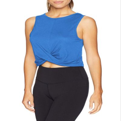 Bestisun Athletic Gym Shirts Workout Crop Tank Tops Pilates Dance Clothing for Women Blue M