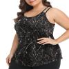FOREYOND Plus Size Workout Tank Tops Loose fit Racerback Sleeveless Shirts Gym Running Yoga Clothes for Women Black Tie Dye 3XL view 1