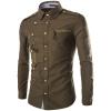 Maiyifu-GJ Men's Casual Business Dress Shirt Regular Fit Button Down Shirts Solid Slim Fit Long Sleeve Western Shirts (Armygreen,XX-Large) view 1