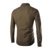 Maiyifu-GJ Men's Casual Business Dress Shirt Regular Fit Button Down Shirts Solid Slim Fit Long Sleeve Western Shirts (Armygreen,XX-Large) view 2