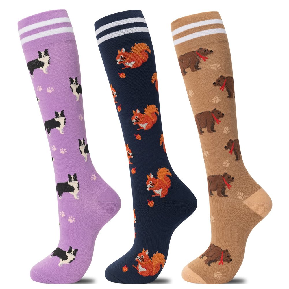 fenglaoda Compression Socks for Women Men 3 Pairs Graduated Compression Support Circulation Socks for Nurses