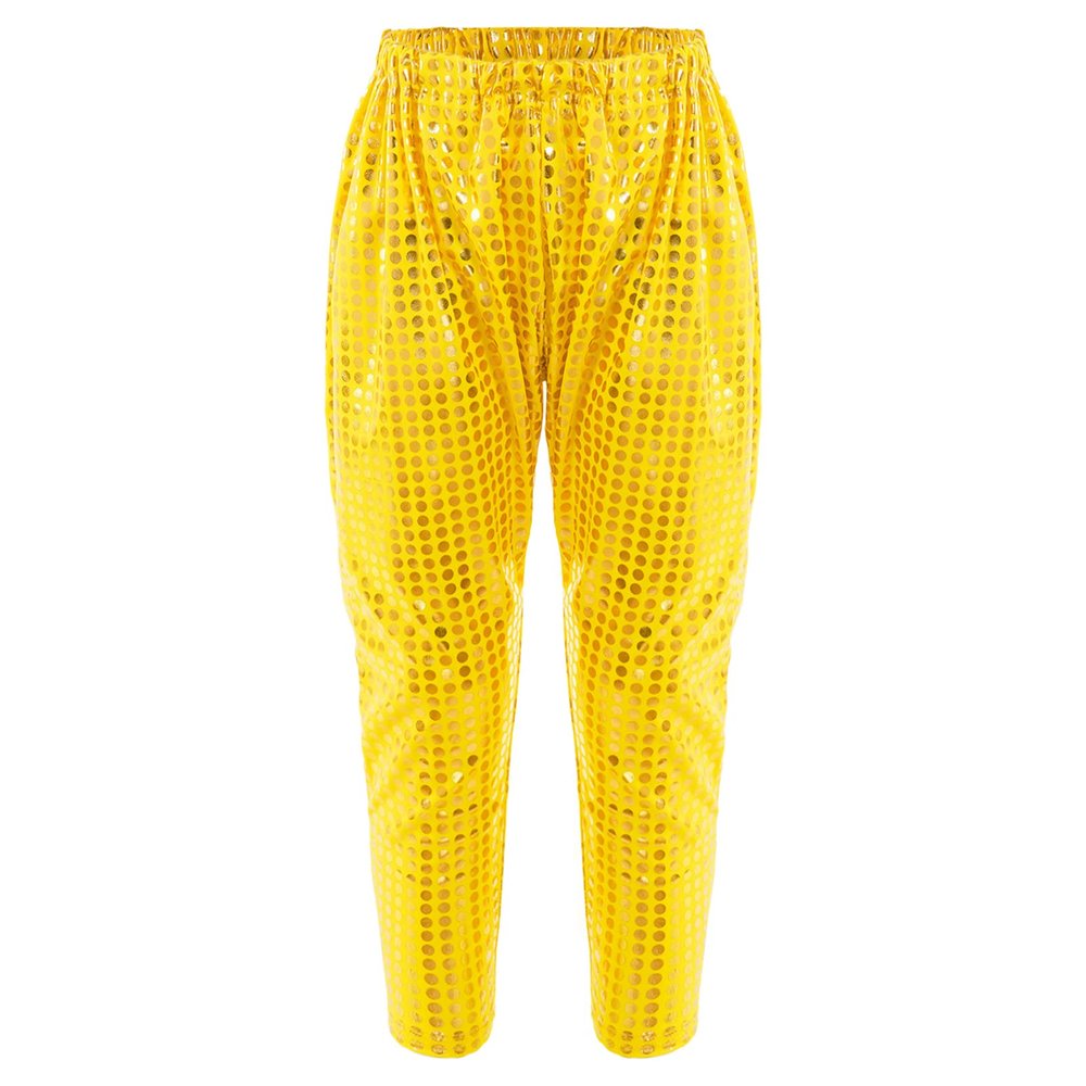 Aislor Girls Boys Glitter Sequins Hip Hop Jazz Street Modern Solo Dance Harem Pants Sweatpants Performance Trousers Gold 13-14 Years