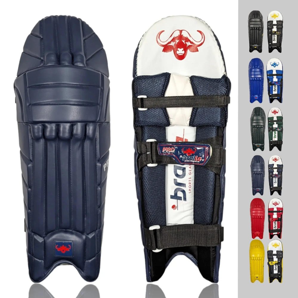 Bratla Pro Cricket Pads for Men Batting, Navy Blue Cricket Pads for Men, Cricket Batting Pads or Leg Guard for Adult Navy