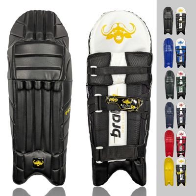 Bratla Pro Cricket Pads for Men Batting, Black Cricket Pads for Men, Cricket Batting Pads or Leg Guard for Adult Black