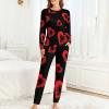 Albania Flat Heart Flag Pajamas Sets Soft Nightwear Long Sleeve Sleepwear 2 Piece Pjs Loungewear for Women XS view 4