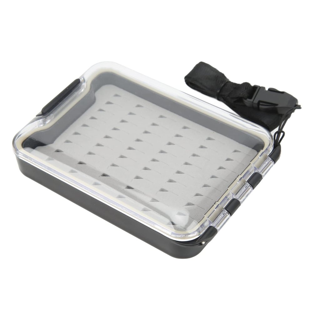 Alomejor Fly Fishing Box Transparent Large Capacity Portable Fly Fishing Lures Box Case with Lanyard for Fishing