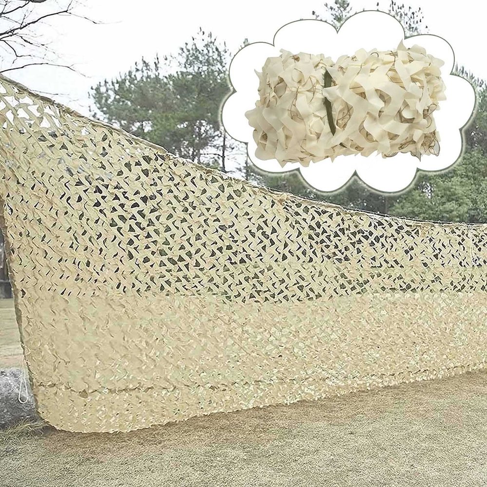Sunscreen Camouflage Netting,Beige Reinforced Camo Netting,Military Net,for Hunting,Camping,Theme Party Decoration,Car Cover Camouflage Net,Shade Net for Garden Pergola,Beige-5x5m(16.4*16.4ft)