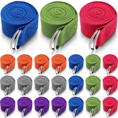 Leyndo 24 Pcs Yoga Strap Stretching Pilates Exercise Adjustable Straps 6 ft Non Elastic Yoga Belt with Adjustable D Ring Buckle for Pilates Gym Workouts Fitness (Bright)