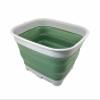 SAMMART 15L (3.9 Gallon) Collapsible Dishpan with Draining Plug - Foldable Washing Basin - Portable Dish Washing Tub - Camping & Space Saving Kitchen Storage Tray (Grey/Dark Sea Green) view 1